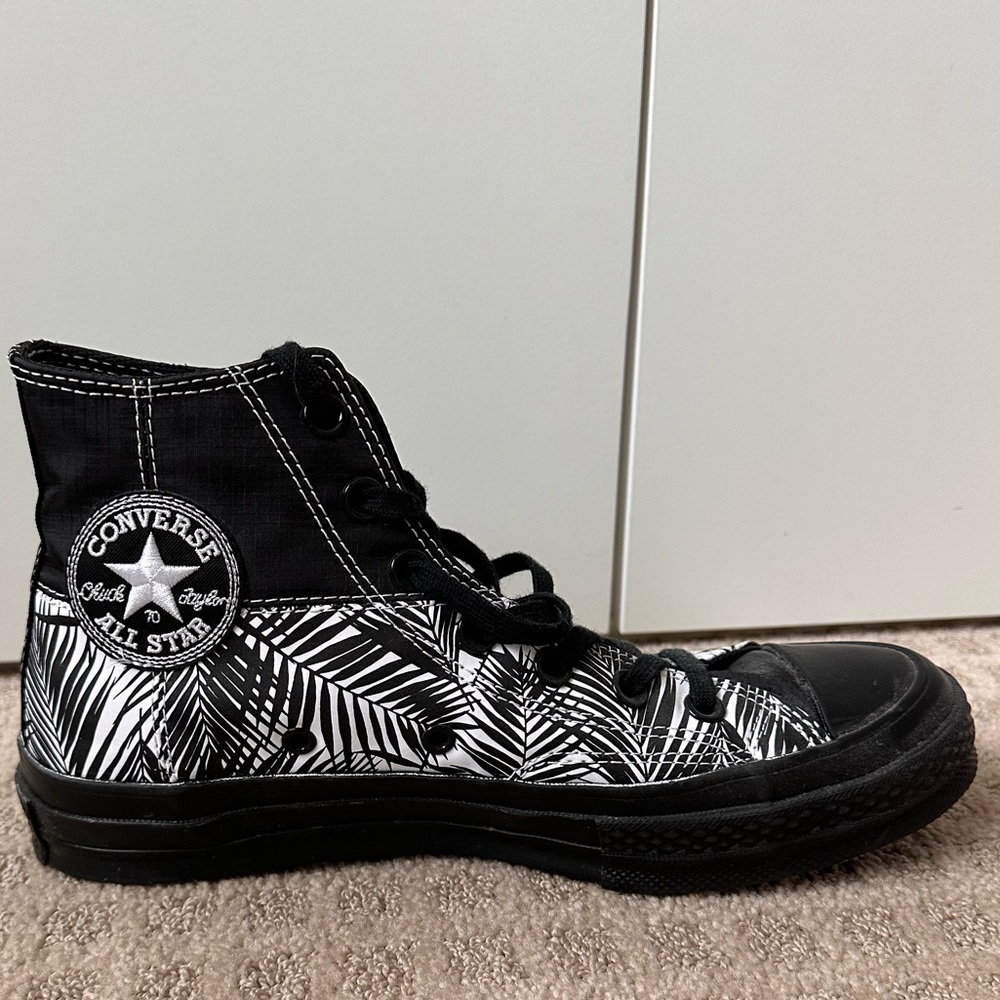 Black Converse With Leaf Pattern - image 2
